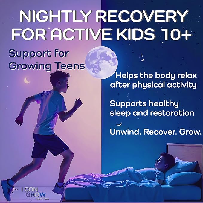 I Can Grow NightTime Kids Vitamins Multivitamin Sleep Aid | Magnesium for Kids with Magnesium Bisglycinate | Natural Calm &amp Recovery | magnesio complex | Vitaminas para Niños con Glicinato de Magn