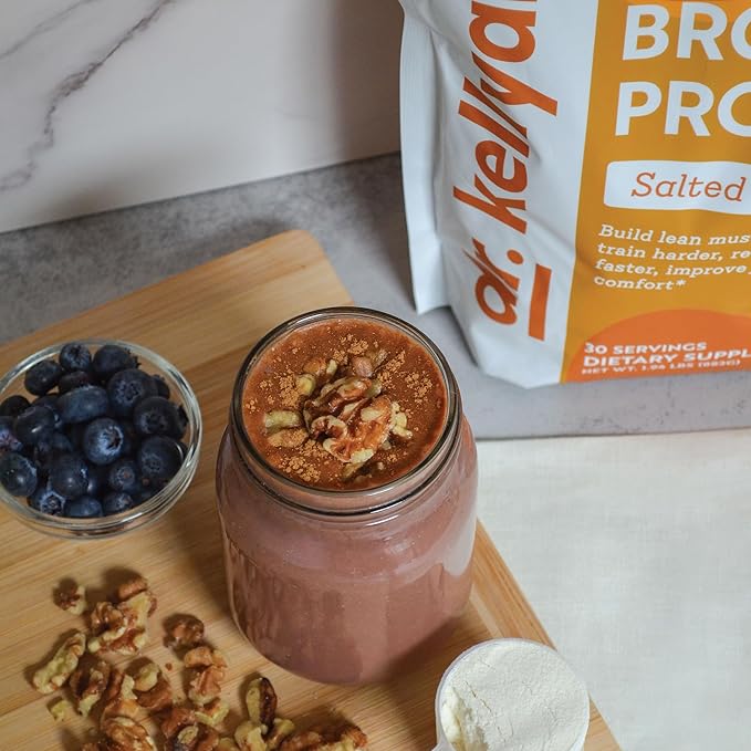 Dr. Kellyann Bone Broth Protein Powder Salted Caramel - 21g Protein Grass-Fed Collagen Sugar-Free Keto &amp Paleo Friendly (30 Servings)