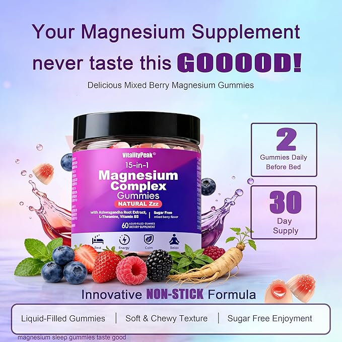 Magnesium Sleep Gummies 400mg – Calm Magnesium Complex Gummies for Sleep Support &amp Relaxation with L-Theanine &amp Ashwagandha – Non Melatonin Sugar Free Vegan 60 Count