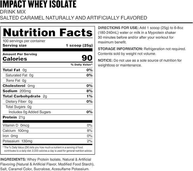 Myprotein Impact Whey Isolate Protein Powder (Caramel 5.5 Pound (Pack of 1))