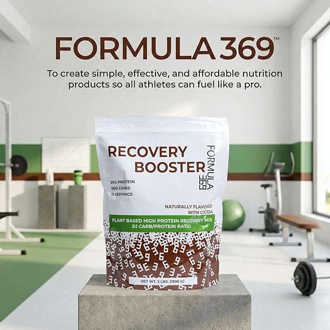 Recovery Booster – Vegan High Protein Recovery Mix – Post-Exercise Shake with 20g Protein &amp 60g Carbs – 3:1 Carb-to-Protein Ratio – 3 lb – Gluten &amp Allergen Free – Cocoa Flavor