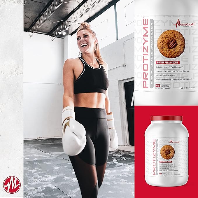 Metabolic Nutrition Protizyme 100% Whey Protein Powder High Protein Low Carb Low Fat Whey Protein Digestive Enzymes 24 Essential Vitamins and Minerals 4 Pound (52 ser)