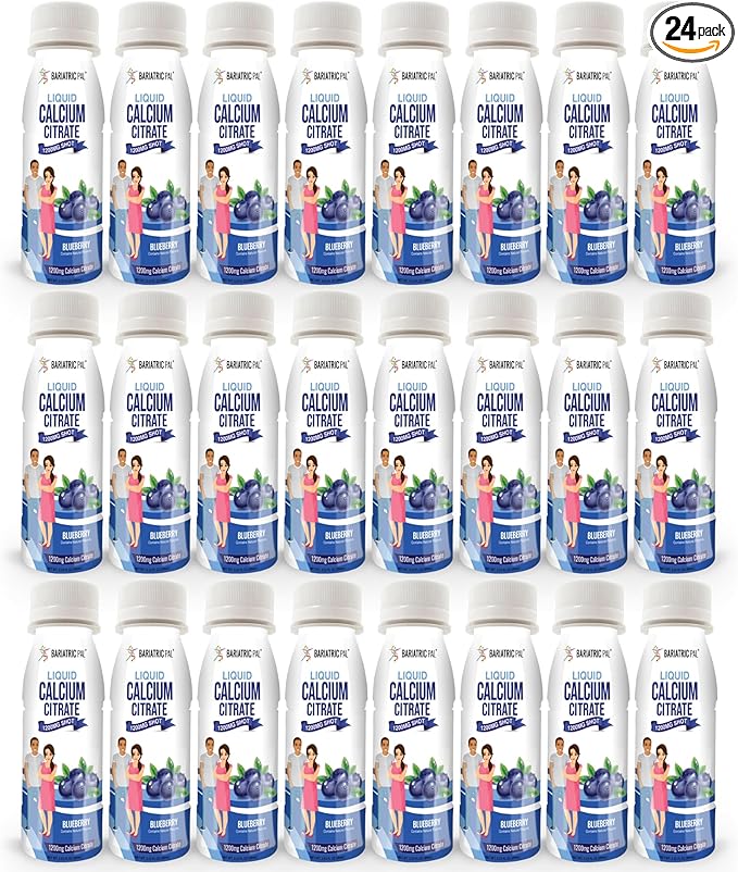 BariatricPal 1200mg Calcium Citrate Sugar-Free Liquid Shots - Blueberry (24-Pack)