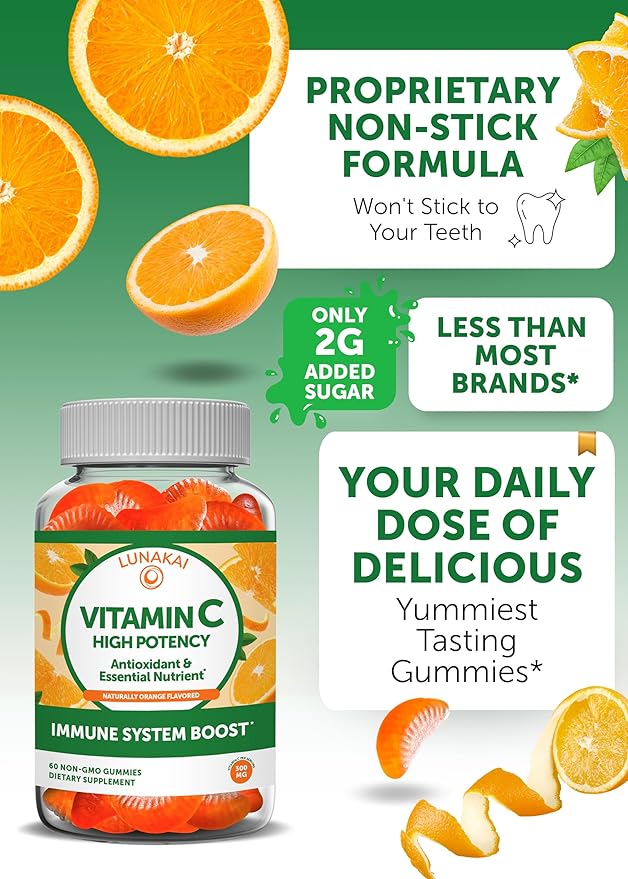 Lunakai Vitamin C and Women's Multivitamin Gummies Bundle - 300mg Organic Non-GMO Vegan Chewable Supplement - 100% Daily Value of 16 Essential Vitamins and Minerals Healthy Gummy - 30 Days Supply