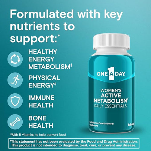 A Day Women's Active Metabolism Daily EssentialMultivitamin for WomenMetabolism SupportVitamins for Women with All 8 B-VitaminsVitamin DMagnesium &amp More120 Count (Pack of 2)