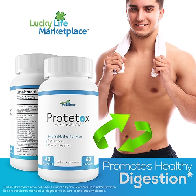 Protetox Max Probiotic - Premium Probiotic Formula - Help Reduce Gut Bloat &amp Support Digestive Health - Natural Immune Support - Best Probiotics for Men &amp Women Pack of 1