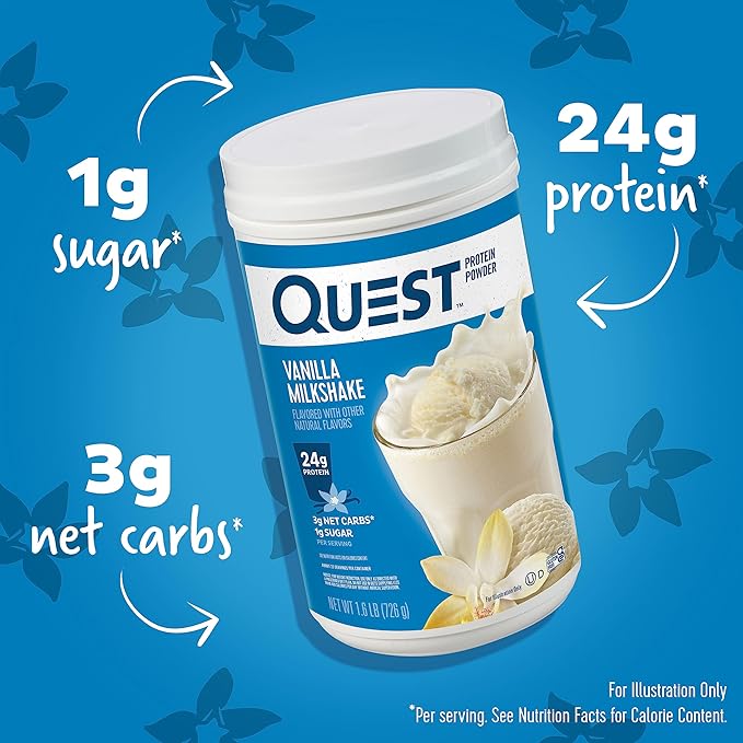 Quest Nutrition Vanilla Milkshake Protein Powder 24g of Protein 1g of Sugar 1.6 Pound 23 Servings &amp Peanut Butter Protein Powder 23g Protein 1g Sugar Low Carb Gluten Free