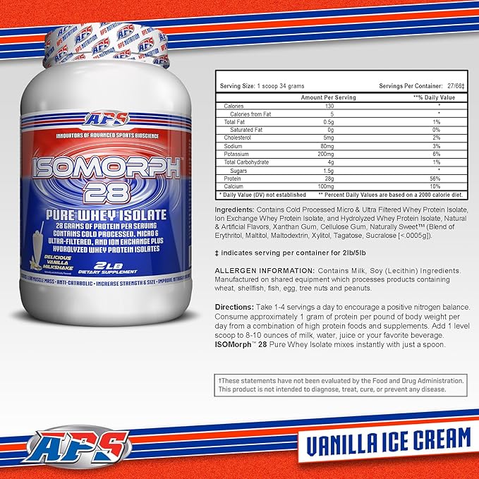 APS Nutrition Isomorph Protein Powder Supplement | Whey Protein Isolate | Ultra- Filtered | 28g Protein | Vanilla Ice Cream 2 Pound (Pack of 1)