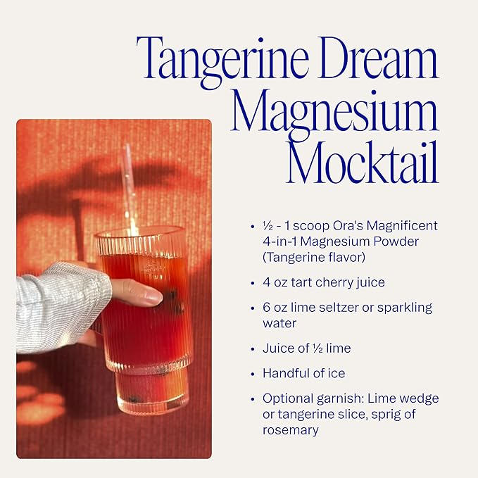 Ora Organic Magnesium Complex Powder Supplement - 4-in-1 Magnesium: Glycinate Taurate Malate &amp Citrate | Vegan Gluten-Free | Tangerine Flavor | Calm Support for Sleep Stress &amp Muscles | 30