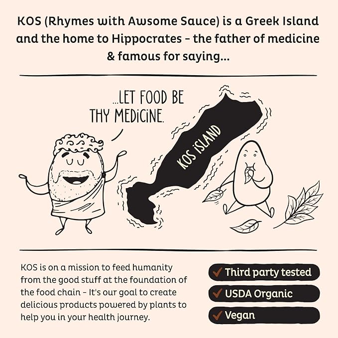 KOS Vegan Protein Powder Erythritol Free Chocolate - Organic Pea Protein Blend Plant Based Superfood Rich in Vitamins &amp Minerals - Keto Dairy Free - Meal Replacement for Women &amp Men 28 Ser