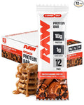RAW Nutrition Protein Bars Salted Caramel Pretzel 18g Whey Protein Low Sugar Better-for-You Candy Bars Gluten Free Chocolate Protein Snack for Muscle Recovery &amp Gym Fuel 12 Count