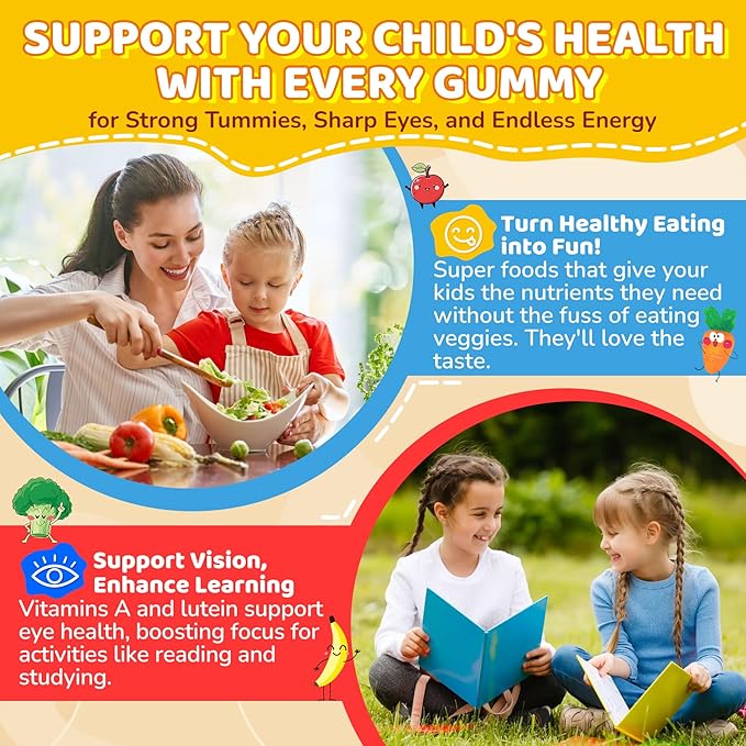 NEVISS Kids Multivitamin Gummies &amp Probiotics for Kids Teen + Veggie &amp Fruit Fiber Gummies