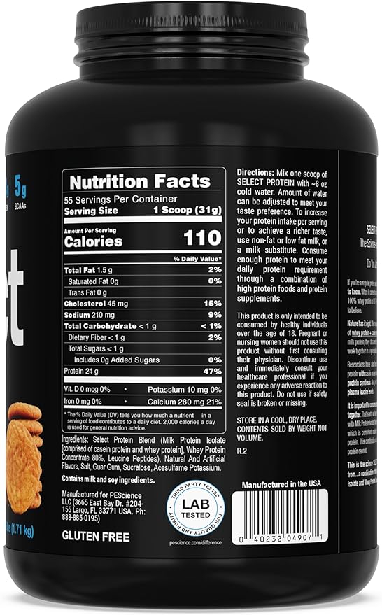 PEScience Select Protein Powder Whey and Casein Blend Lean Protein Powder for Women and Men Low Calorie Low Carb Keto Friendly Gluten Free Snickerdoodle - 55 Servings