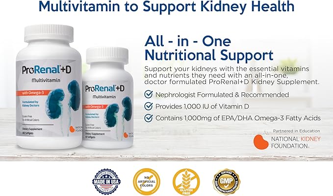 ProRenal+D with Omega-3 Fish Oil Kidney Multivitamin 90-Day Supply