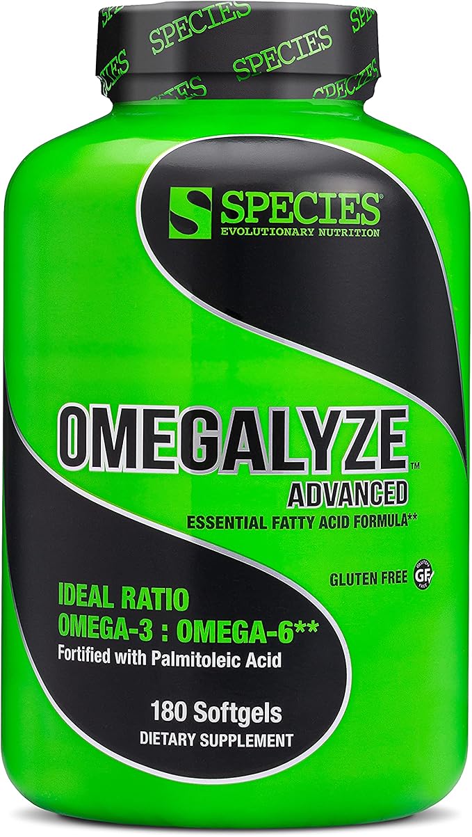 Species Nutrition Omegalyze Support Supplements Essential Fatty Acid Formula Supplement to Help Maximize Recovery Omega 36 and 7 Formula180 Capsules