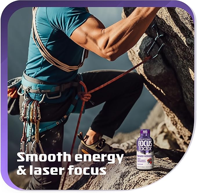 Focus Factor Focus + Energy Shots - 12 x 2oz Bottles (Berry Twang Flavor) - Powered by Nootropics with Caffeine L-Theanine Ginkgo Bacopa L-Tyrosine Alpha GPC