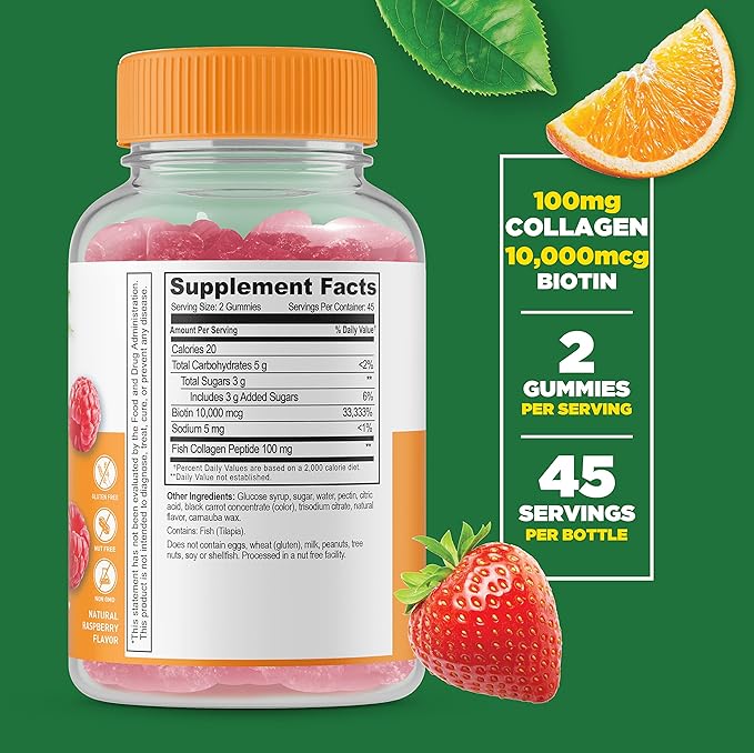 Lifeable Probiotic 2 Billion CFU + Collagen &amp Biotin Gummies Bundle - Great Tasting Vitamin Supplement Gluten Free GMO Free Chewable Gummy