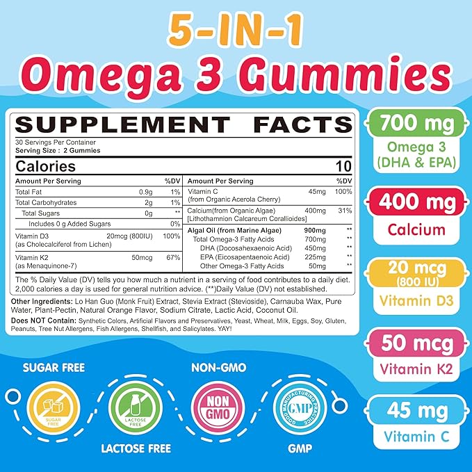 Kids Vitamin D3 K2 Gummies 2 Pack + Omega 3 Gummies for Kids 2 Pack