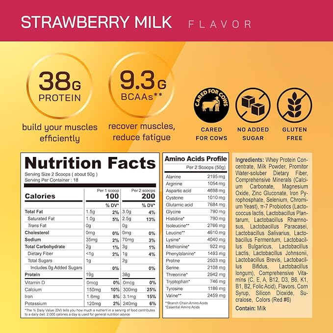 GOPOWER Whey Protein Powder with BCAAs Grass Fed Protein Powder 2 Pound 18 Servings