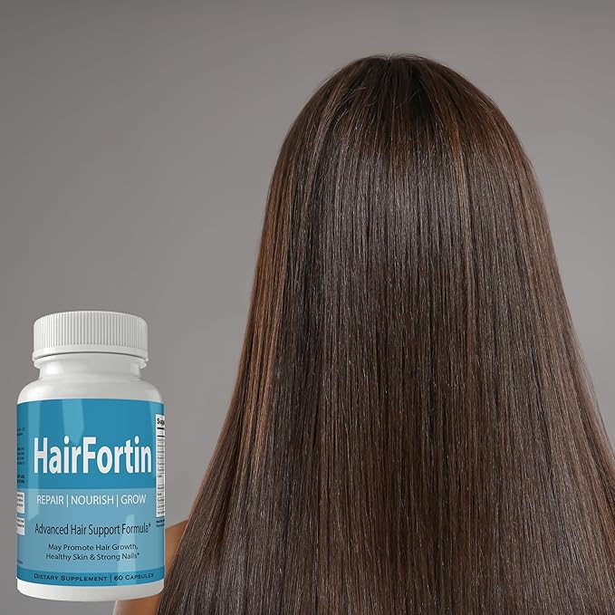 Hairfortin Advanced Hair Growth Vitamins and Minerals - Extra Strength Formula for Hair Skin and Nails with Biotin - Gluten Free 60 Capsules