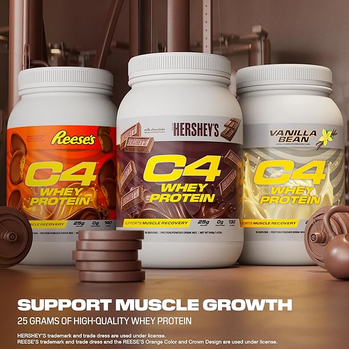Cellucor C4 Whey Protein Powder Vanilla Bean - 25g Protein 0g Added Sugar 130 Calories Per Serving Supports Muscle Recovery 66 Servings Premium Whey for Post-Workout