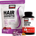 Force Factor Hair Growth Accelerator Soft Chews Hair Growth Vitamins for Women and Men with Clinically Studied Lustriva and Biotin Promotes Thicker Fuller Stronger Hair + Pumkin Seed Oil Sofgels