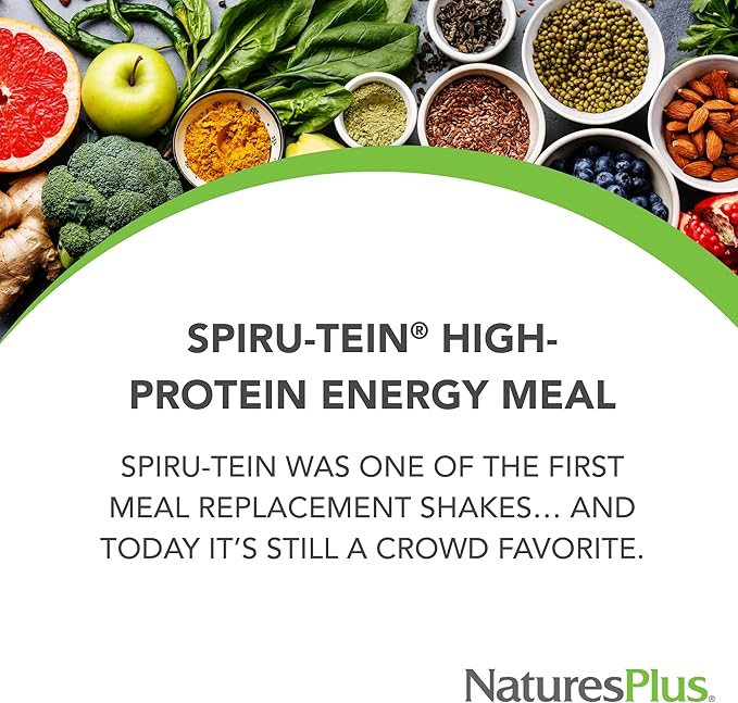 NaturesPlus SPIRU-TEIN Chocolate Peanut Butter - 2.3 lbs - Plant-Based Protein Shake - Non-GMO Vegetarian Gluten Free - 34 Servings