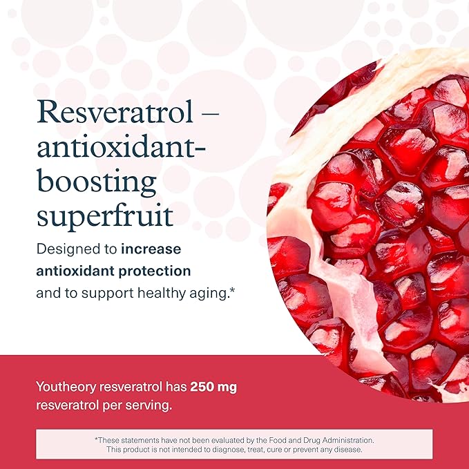 Youtheory Resveratrol Advanced Antioxidant Formula - Premium Antioxidant Supplement with Super-Fruit Blend - Contains ResVida - Dairy Soy &amp Gluten Free - 290 Tablets