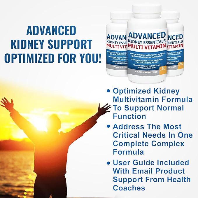 Advanced Kidney Essentials Multivitamin. Kidney Support Supplement for Complete Kidney Health. Kidney Health Supplement with Renal Vitamins 90 Caps