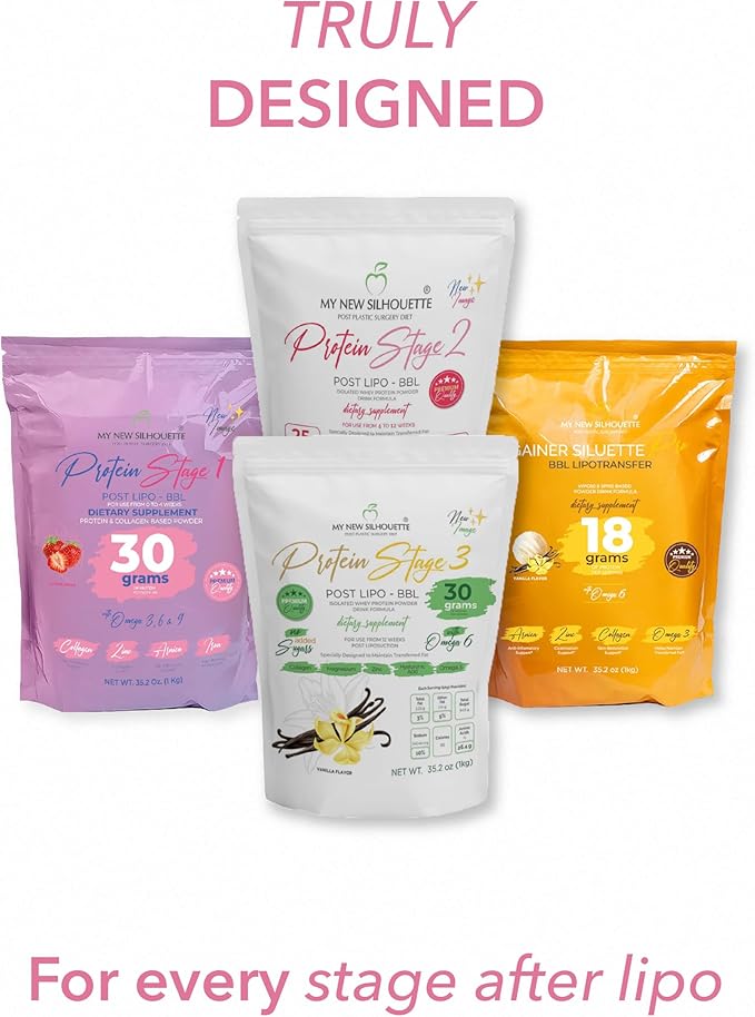MI NUEVA SILUETA My New Silhouette Stage 1. Isolated Medical-Grade Protein with Omega 3 6 and 9. Enhanced with 30 g per Serving.(Strawberry)