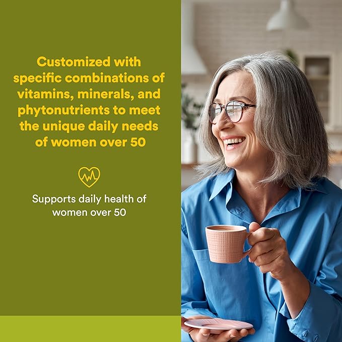 Natural Factors Whole Earth &amp Sea Women's 50+ Multivitamin &amp Mineral - Daily Multivitamin with Calcium Selenium &amp More - Supports Bone &amp Brain Health - 60 Tablets (30 Servings)