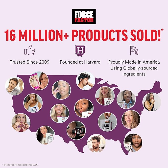 Force Factor Hair Growth Accelerator Multivitamin for Women &amp Men with Lustriva Biotin Horsetail &amp Vitamins A B12 C D &amp E for Thicker Hair Healthier Skin &amp Nails + Saw Palmetto