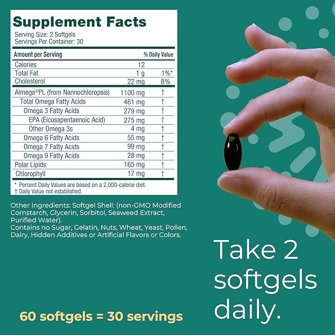 Iwi Life Heart Omega-3 60 Softgels (30 Servings) Vegan Plant-Based Algae Omega Fatty Acids + EPA Heart Health Support Dietary Supplement Krill &amp Fish Oil Alternative No Fishy Aftertaste