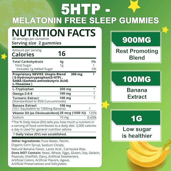 NEVISS Bundle - 5-HTP GABA Gummies 2 Pack + Women &amp Men's 50+ Multivitamin 1 Pack