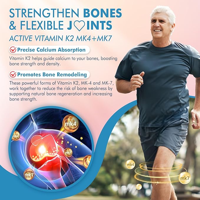 Vitamin K2 Gummies MK-7 200 mcg &amp MK-4 500 mcg for Women &amp Men Sugar Free Perfect 2-IN-1 Full Spectrum Vitamin K2 Supplement for Bone Promotes Calcium Absorption Brain Teeth Immune Pack