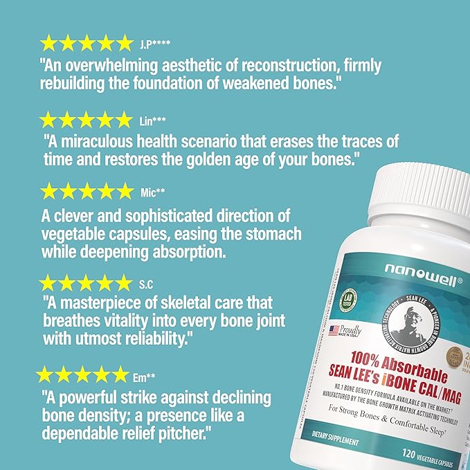 NANOWELL Sean Lee's iBone Cal Mag - Bone Health Calcium &amp Magnesium Supplement - 120 Vegetable Capsules 30 Day Supply