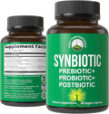 Synbiotic = Prebiotic + Probiotic + Postbiotic 3-in-1 Supplement with Clinically Tested Ingredients - Pre and Probiotics Plus Important Tributyrin Postbiotics for Gut - Vegan Capsules for Women + Men