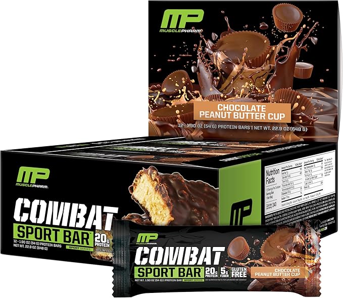 Muscle Pharm Combat Protein 4lb Chocolate Milk and Combat Chocolate Peanut Butter Sport Bars