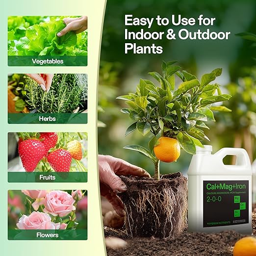 VIVOSUN Cal+Mag+Iron (2-0-0) Calcium Magnesium &amp Iron Supplement Liquid Nutrient Fertilizer for All Plants Concentrated Plant Food for Soil/Soilless Cultivation Hydroponics 1 Quart
