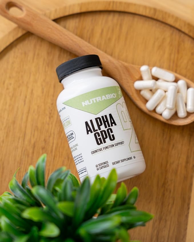 NutraBio Alpha GPC Brain Support &amp Improved Memory Function 300mg - 60 Vegetable Capsules