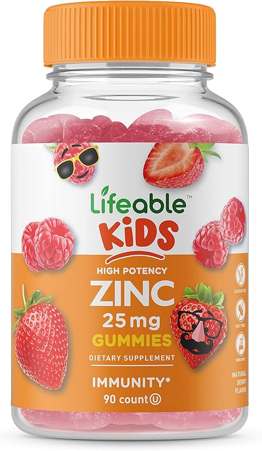 Lifeable Probiotic 2 Billion CFU Kids + Zinc 25mg Kids Gummies Bundle - Great Tasting Vitamin Supplement Gluten Free GMO Free Chewable Gummy