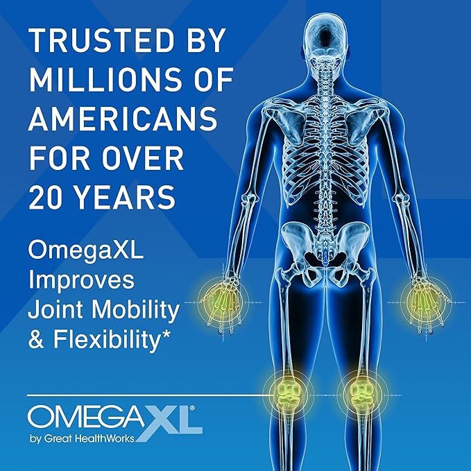 OmegaXL Joint Support Supplement - Natural Muscle Support Green Lipped Mussel Oil Soft Gel Pills Drug-Free 120 Count