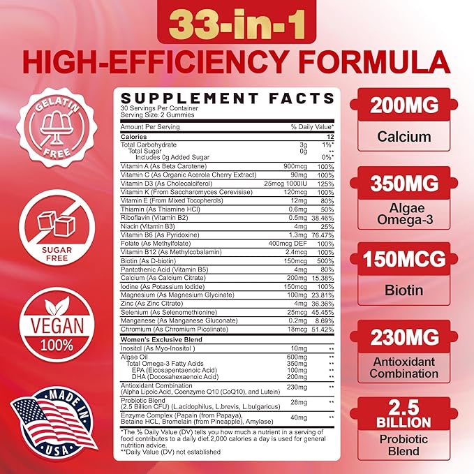 Womens Multivitamin Gummies &amp Vegan Omega 3 Gummies