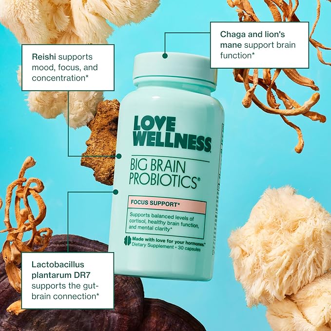 Love Wellness Daily Love Multivitamin &amp Big Brain Probiotics | Mind and Body Duo | Womens Vitamin and Probitoic (Pack of 2)