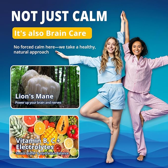 Cortisol Calm Drink Mix with Magnesium Glycinate Powder L-Theanine Vitamins Ashwagandha &amp Mushroom Calming Powdered Drink Mix for Relax Focus Sleep &amp Stress Relief Variety 28 Packets