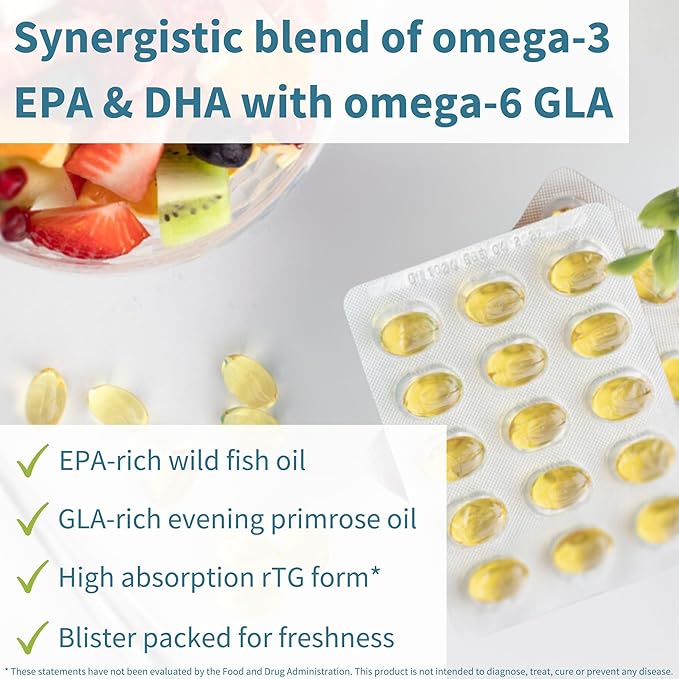 Igennus Pharmepa Complete EPA 668mg &amp DHA 334mg Omega-3 Fatty Acids 1000mg IFOS Certified rTG Form High Potency Fish Oil Plus Omega-6 &amp 9 from GLA Evening Primrose Oil Lemon Flavor 360 So
