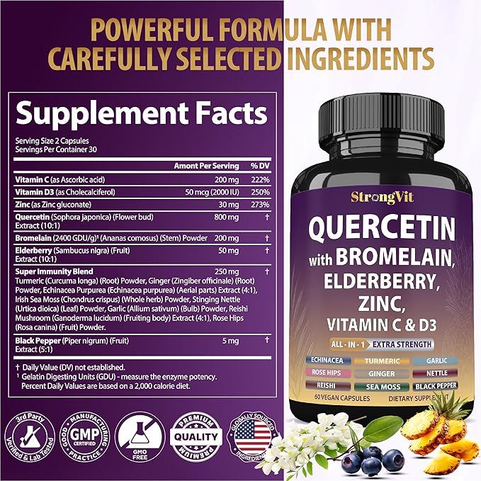 Biotin Supplements &amp Quercetin Complex Bundle (120 Capsules)