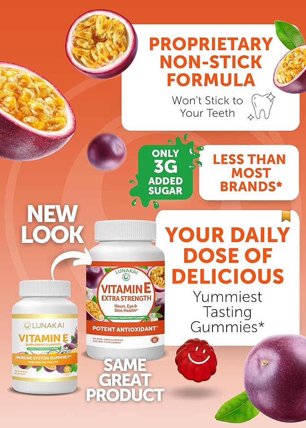 Lunakai Vitamin E and Probiotic Gummies Bundle - 3000 mcg Gummies for Adults Energy Support - with 5 Billion CFUs Per Serving for Digestive Health - Non-GMO All Natural