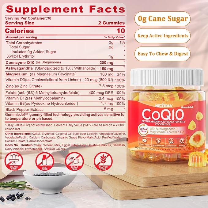 Sugar-Free CoQ10 200mg + L Arginine Gummies
