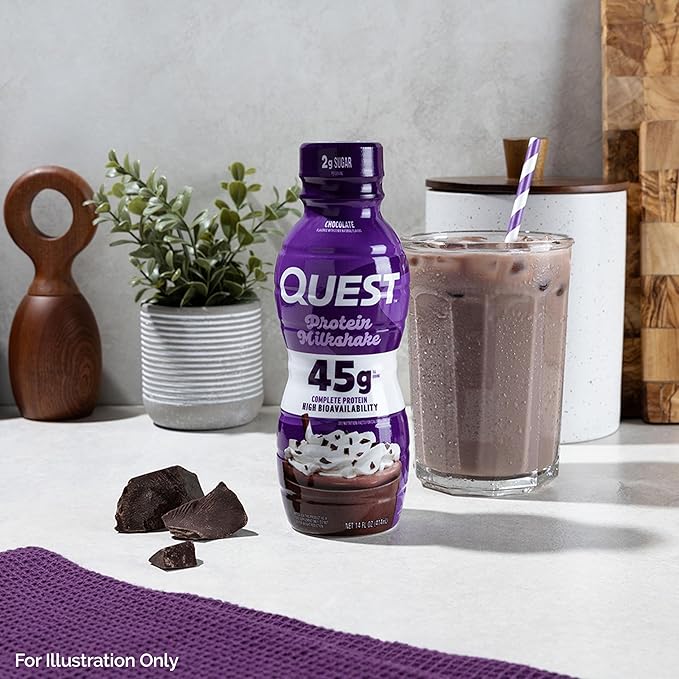 Quest Nutrition Chocolate Protein Shake 45g Protein 2g Sugar 4g Net Carbs Ready to Drink Gluten Free 12 Count